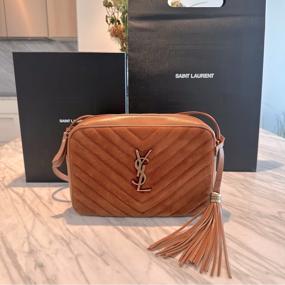 Saint laurent Camera bag in caramel suede - Picture 5 of 15